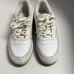 Puma Classic White and Beige Sneakers